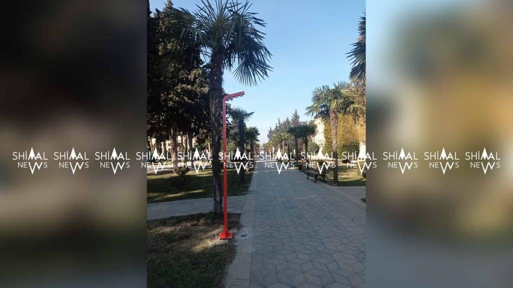 Xaçmaz: Fəvvarələr parkında yeni işıq dirəkləri quraşdırılır