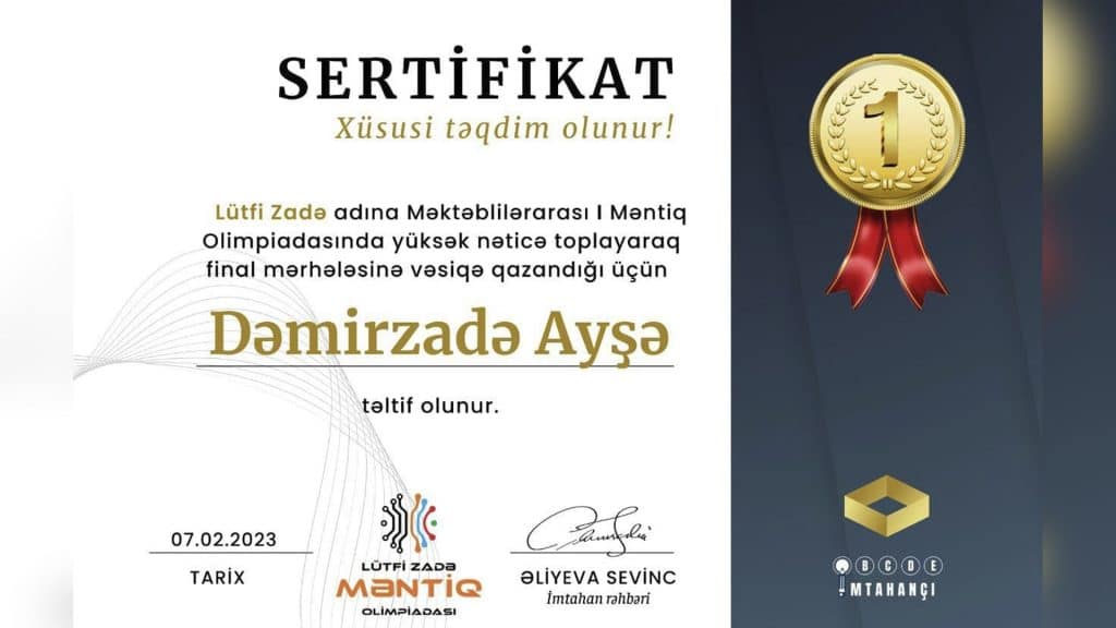 İsmayıllıdan olan məktəbli olimpiadada fərqlənib