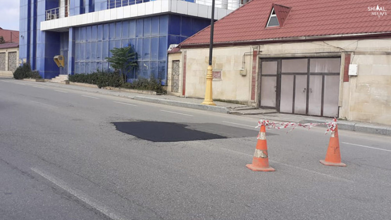 Bugün: Qubanın H.Əliyev prospektində asfalt təmir olundu
