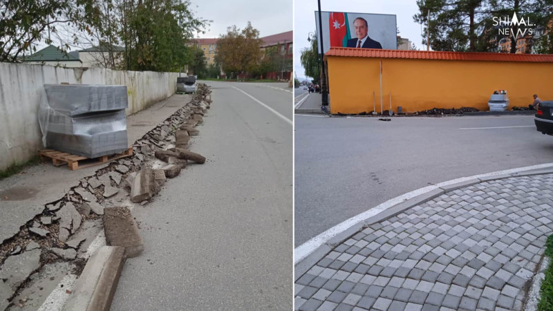 Qusar: yol kənarında təmir prosesi aparılır