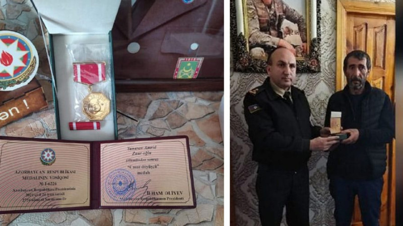 Qusarda şəhidin medalı atasına təqdim edilib