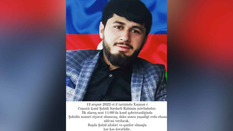 Xaçmazlı şəhidin mövludu onun doğma Çanaxır kəndində qeyd olunacaq