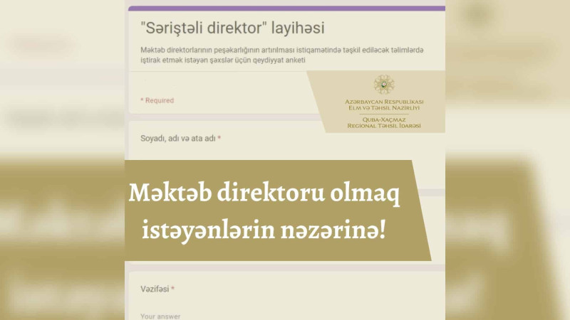 Məktəb direktoru olmağa hazırlaşanlar üçün təlimlər keçiriləcək
