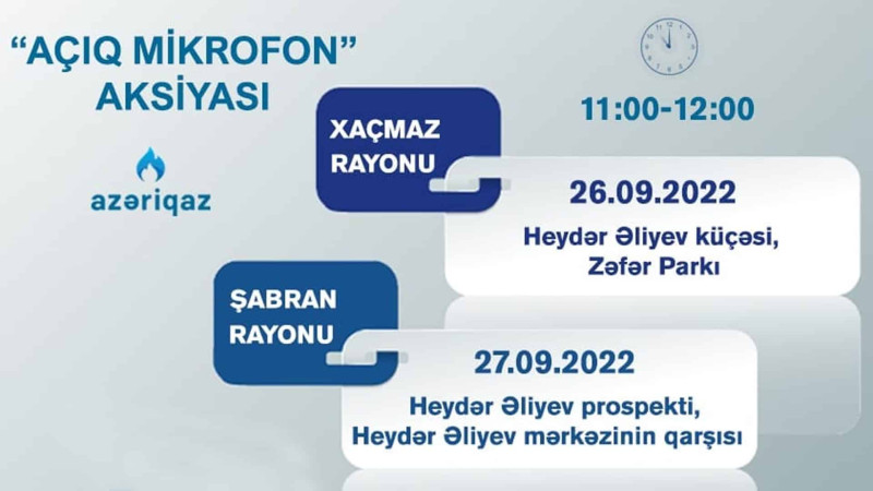 Xaçmaz və Şabranda “Açıq mikrofon” aksiyası keçiriləcək