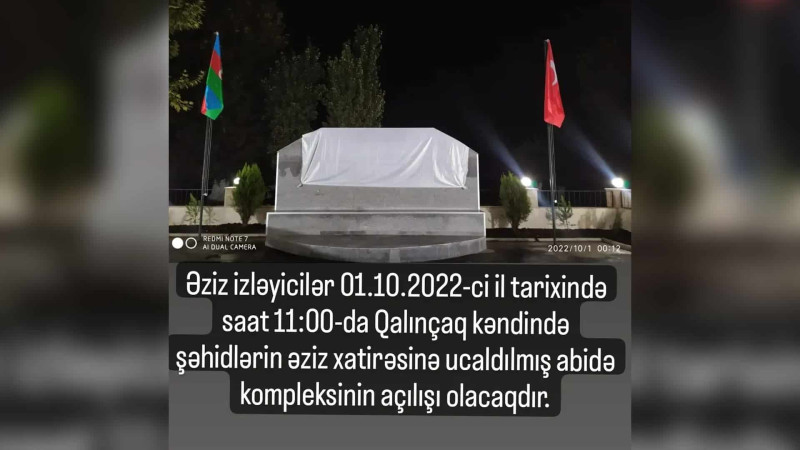 İsmayıllı: Qalınçaqda şəhidlərin xatirə kompleksi açılacaq
