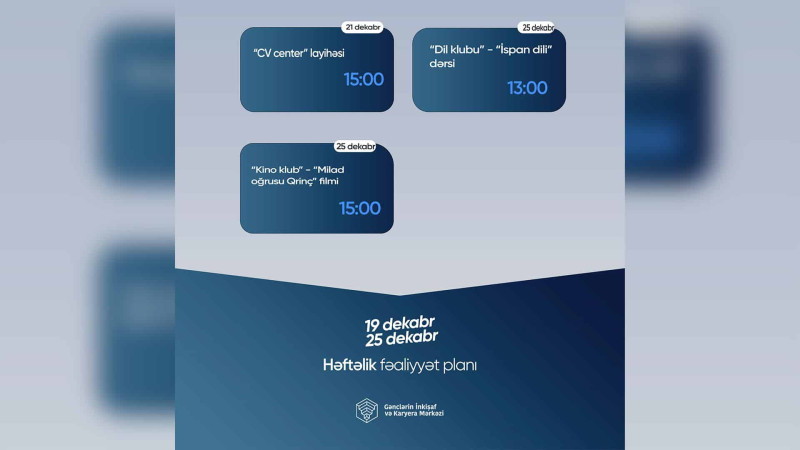 Qusar GİKM: gənclər üçün həftəlik fəaliyyət planı hazırlanıb