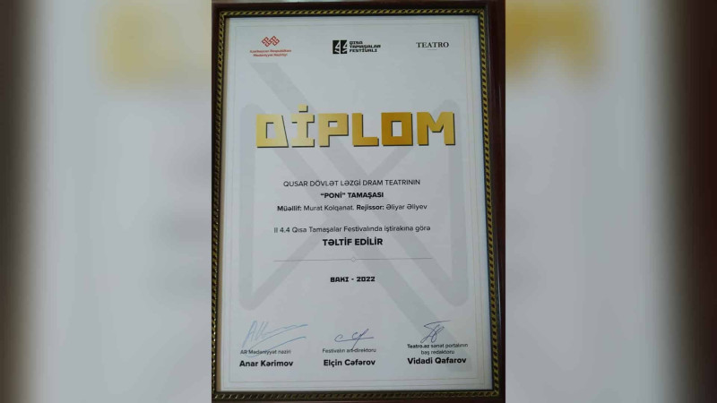 Qusar Dövlət Ləzgi Dram Teatrı mükafatlandırılıb