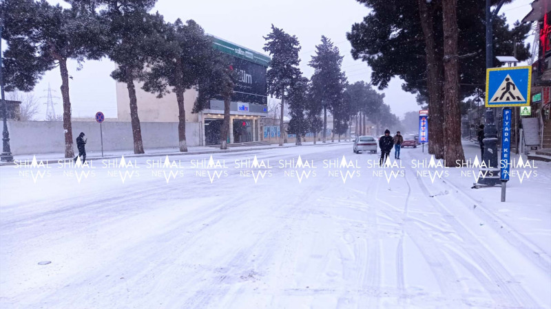 Xaçmaz şəhəri ağ örpəyə bürünüb