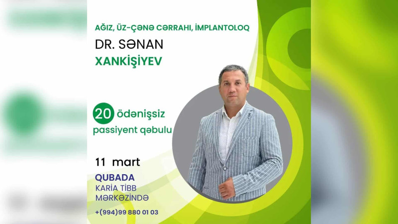 Qubada həkim ödənişsiz qəbul keçirəcək