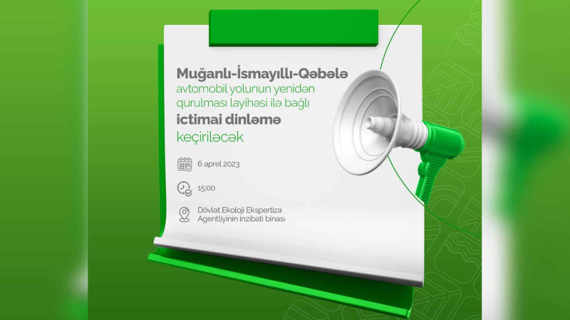 Muğanlı-İsmayıllı-Qəbələ avtomobil yolu ilə bağlı ictimaiyyət dinləniləcək