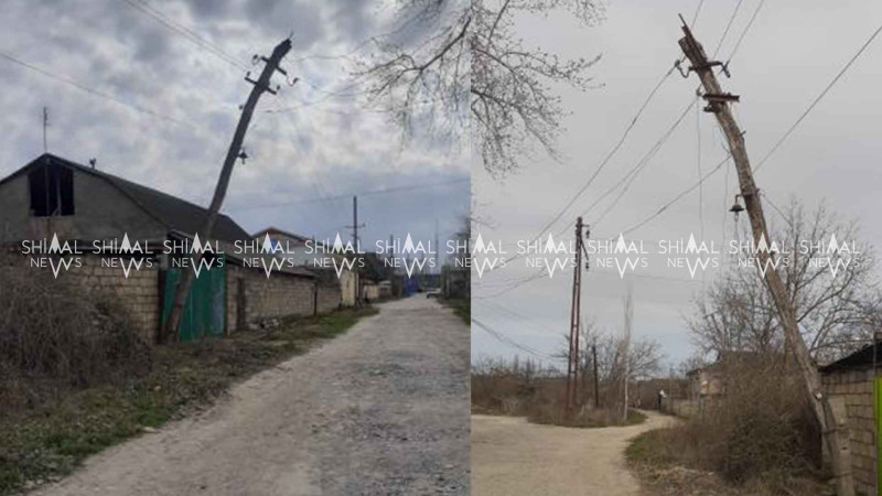 Xaçmaz: qəzalı vəziyyətdə olan işıq dirəyi sakinləri narahat edir