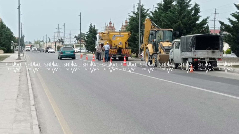 Xaçmaz: Bakı prospektində yol təmir edilir
