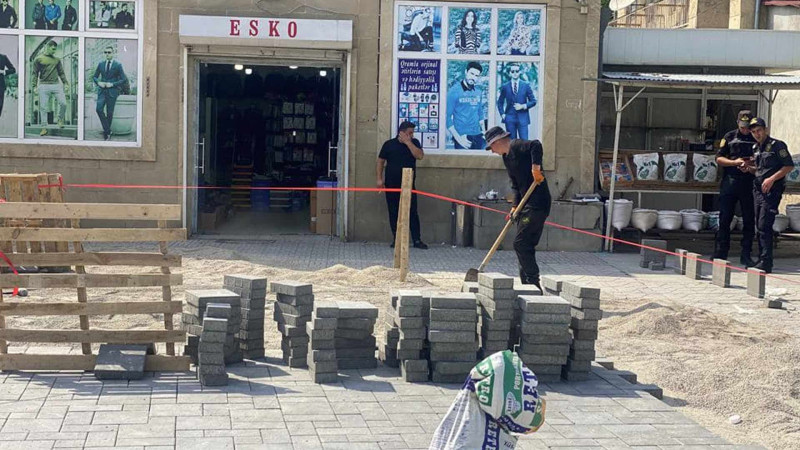 Xaçmaz: N.Nərimanov küçəsində səkilər yenilənir