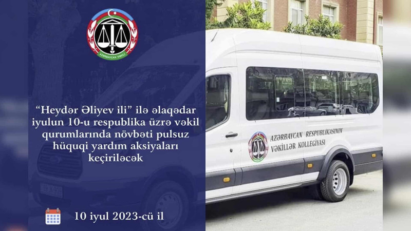 Xaçmaz: Vəkil Bürosu ödənişsiz hüquqi yardım aksiyası keçirəcək
