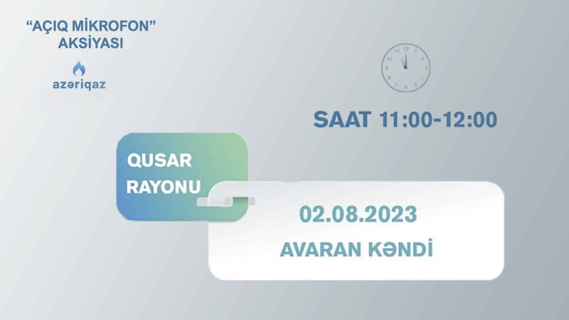 “Azəriqaz” İB: Qusarda sakinlərin qəbulu keçiriləcək