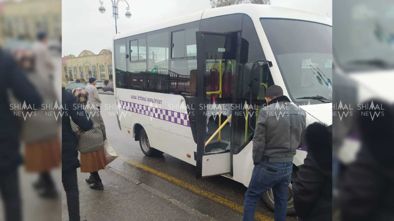 Quba: Heydər Əliyev prospektində avtobus qəzaya uğrayıb
