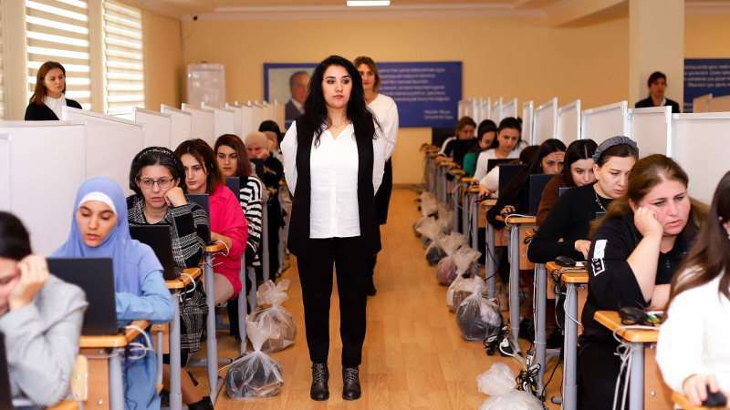 Xaçmaz: tərbiyəçi-müəllimlərin işə qəbulu üzrə müsabiqənin test imtahanları baş tutub