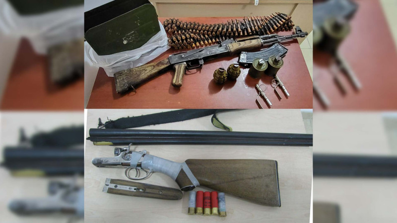 DİN: Qubada “AK-74”, patron darağı, güllələr, qumbaralar polisə təqdim edilib