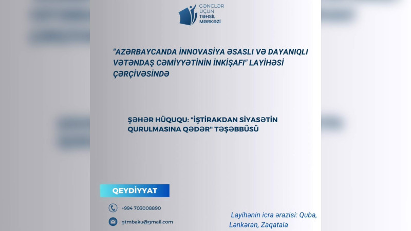 Quba: layihə qalibi olan şəxs maliyyə dəstəyi alacaq