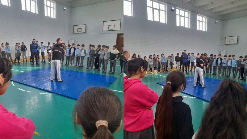 Xaçmaz: 40 məktəbli sərbəst güləş üzrə master-klasda iştirak edib