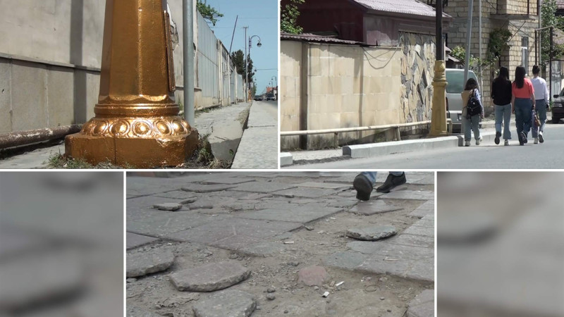 Quba: Heydər Əliyev prospektində piyada səkiləri dağılıb