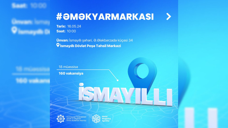 İsmayıllıda əmək yarmarkası keçiriləcək