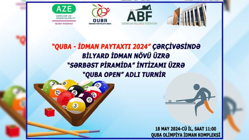 Qubada bilyard üzrə ölkə birinciliyi keçiriləcək