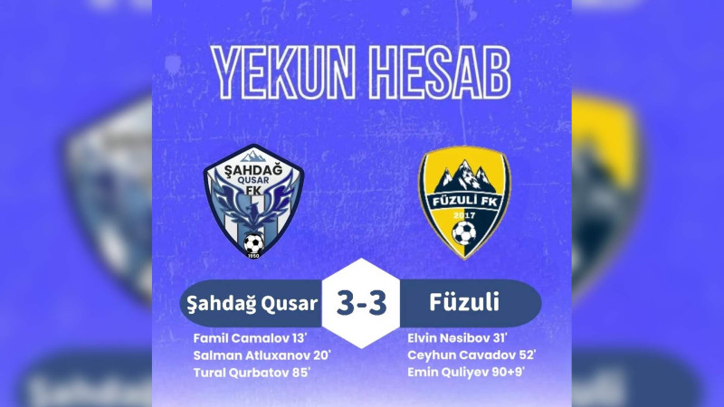 Futbol: “Şahdağ Qusar” növbəti oyunu heç-heçə ilə bitirib