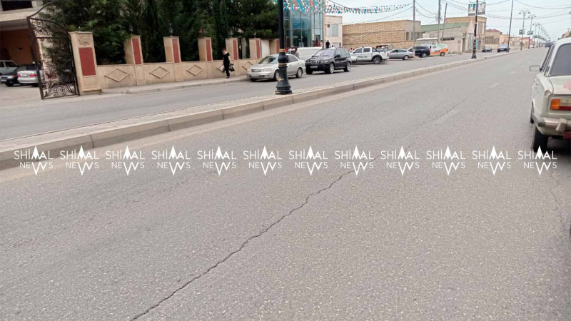Quba şəhərində asfalt çöküb