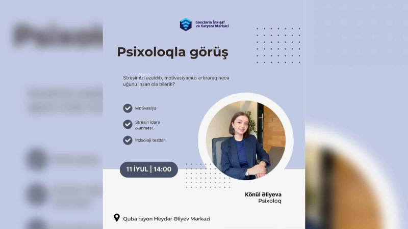 Qubada gənclər psixoloqla görüşəcəklər