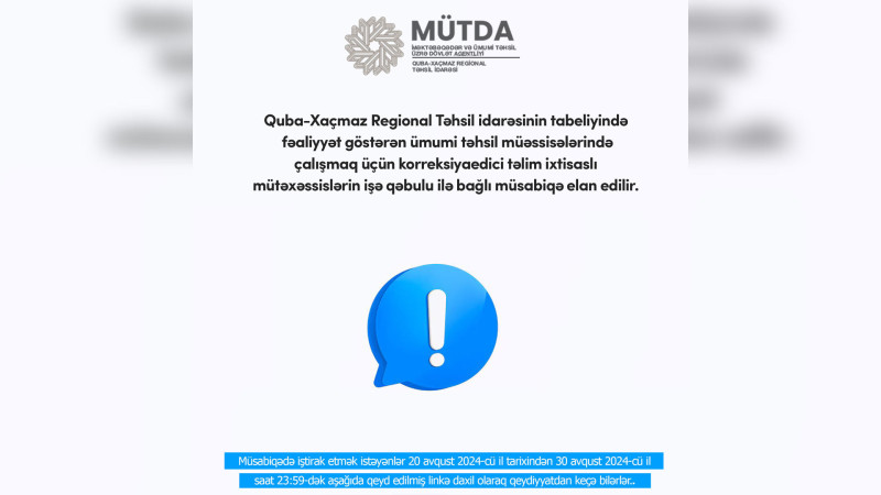 Korreksiyaedici təlim sahəsində mütəxəssislər axtarılır