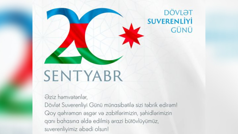 Mehriban Əliyeva Dövlət Suverenliyi Günü münasibətilə paylaşım edib