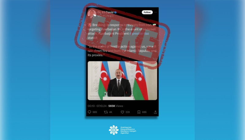 Azərbaycan Prezidenti adından saxta məlumat yayılıb