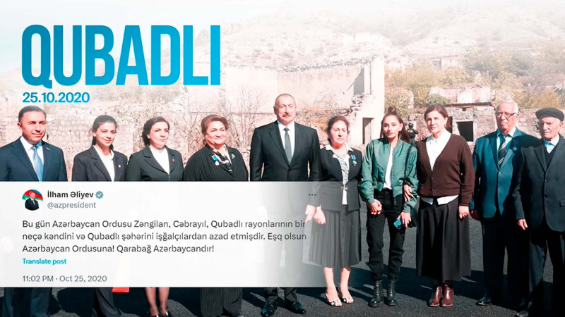 Prezident Qubadlının azad olunmasının 4 illiyi ilə bağlı paylaşım edib