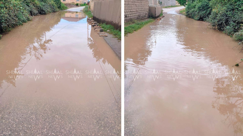 Qubada küçəni su basıb