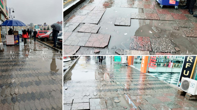Qubanın keçilməz səddə çevrilən səkiləri - FOTO