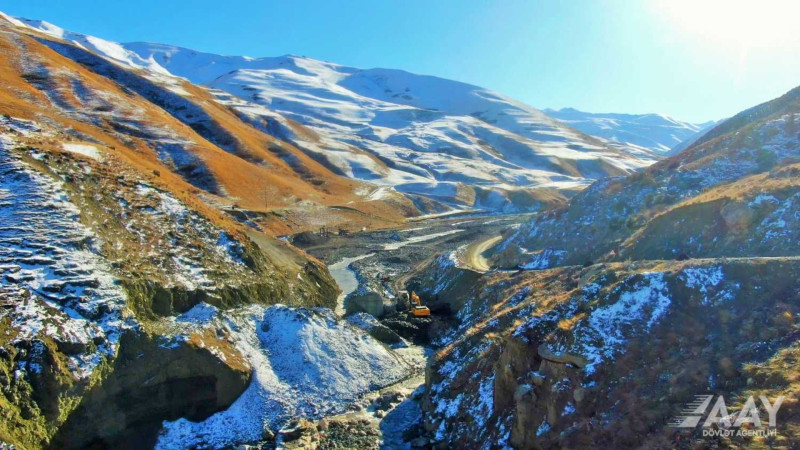 Quba-Xınalıq yolunda inşa edilən yeni körpüdən görüntülər - FOTO