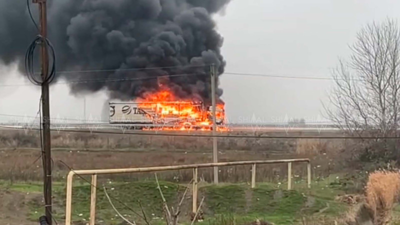 Şabran rayonunda yük avtomobili yanıb - VİDEO - YENİLƏNİB