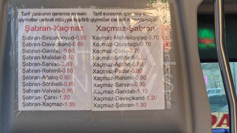 Şabran-Xaçmaz marşrutlarında gedişhaqqı özbaşına artırılıb - FOTO