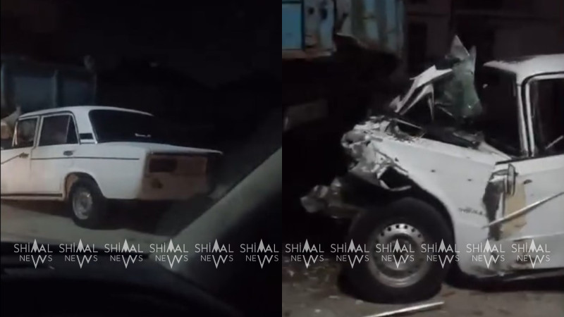 Qubada minik avtomobili yük maşınına çırpılıb - VİDEO