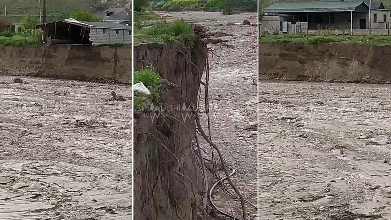 Şabranın Surra kəndində çay kənarındakı evlər təhlükədədir