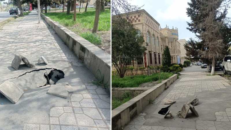 Xaçmazda piyadalar üçün təhlükə yaradan ərazi-VİDEO