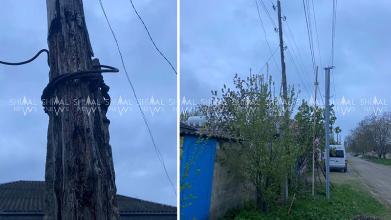 Qubada elektrik xətlər çürük dirəklər üzərində - FOTO