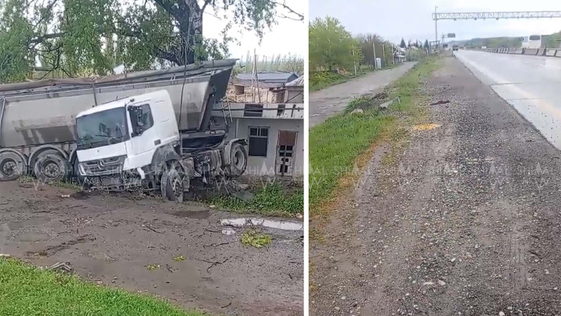 Şabranda yük maşını qəzaya düşüb - VİDEO