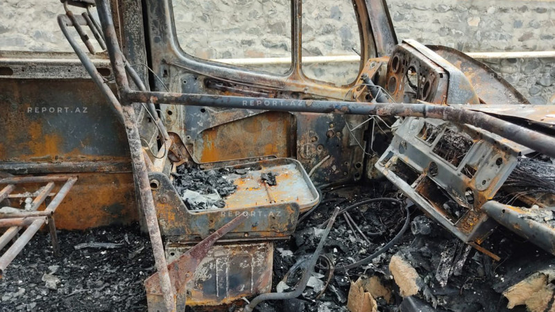Sərnişin avtobusu yanıb külə döndü – FOTO