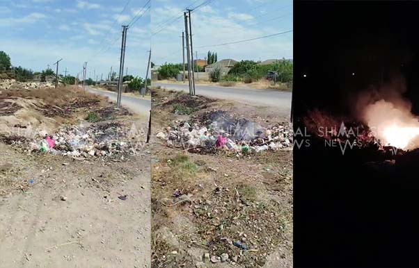 Şabranın Nizami küçəsində tullantılar gecələr yandırılır - VİDEO