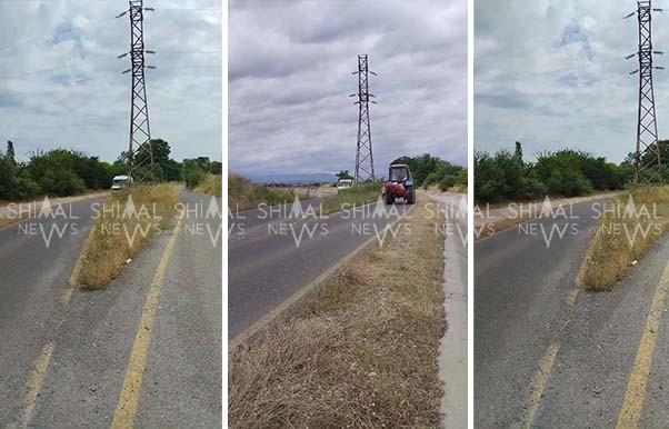 Qubada yolun ortasında elektrik dirəyi ucalır - VİDEO