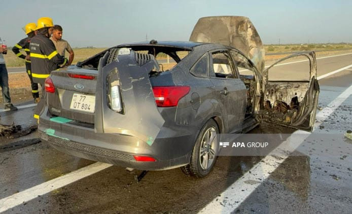 Balakən sakini qəzaya uğradı: Avtomobil yandı