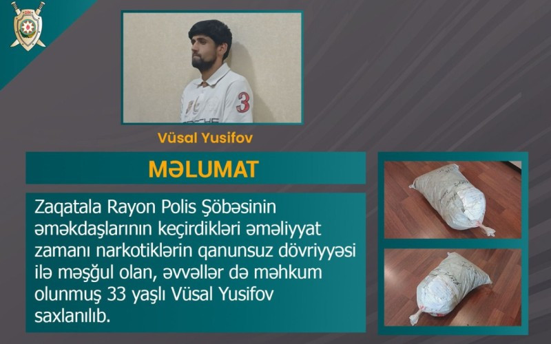 Zaqatalada keçmiş məhkumdan 10 kq marixuana götürüldü - VİDEO