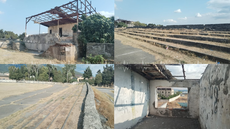 Oğuzun yararsız hala düşən mərkəzi stadionu - VİDEO